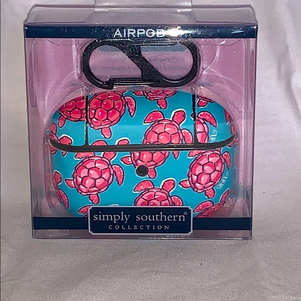 Simply m southern pink&blue turtle AirPod pro case